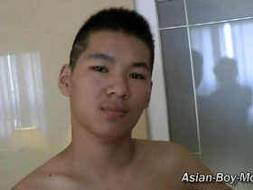 Asian guys with big cocks pleasure themselves.
