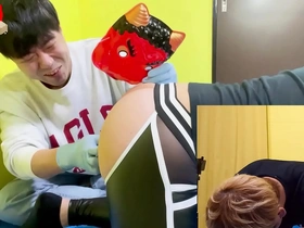 Japanese pornstar gets some anal action with soybeans