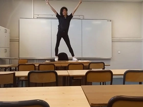 Jon Arteen, a twink student, performs a sexy dance in the classroom and gives his teacher a striptease on the teacher’s desk.