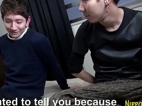 A gay sex scene with Japanese twink ending in a cum shot