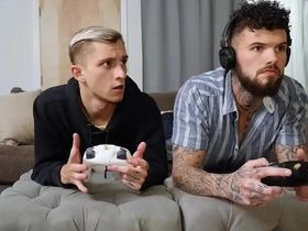 Average body: Theo Brady and Hatler in a steamy threesome with cop