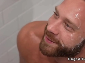 Muscle jock gets his ass stuffed in airport restroom